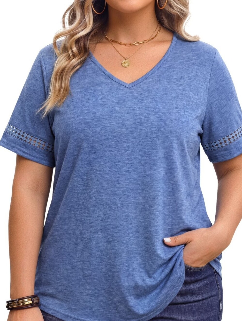 Women's Blue V-Neck Tank Top